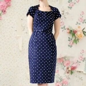 Eva Mendes New York & Company Navy polka dot Dress